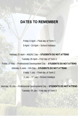 Dates to remember